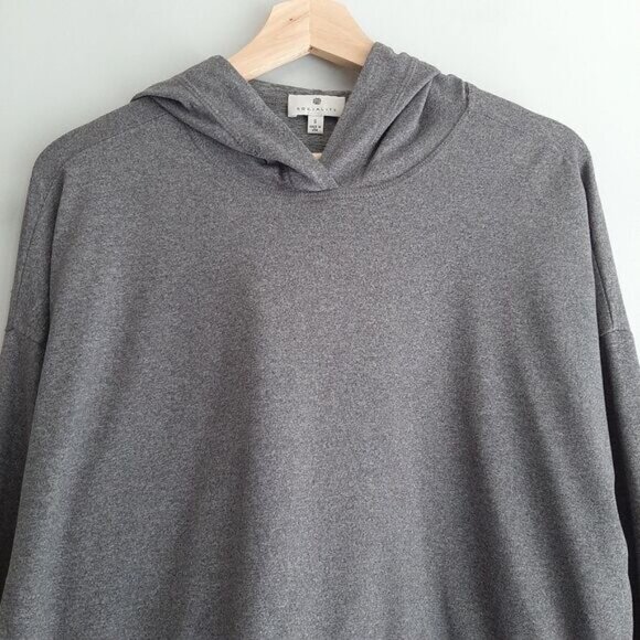 SOCIALITE Oversized Boxy Crop Hoodie Top Solid Grey Sz S - Picture 3 of 10